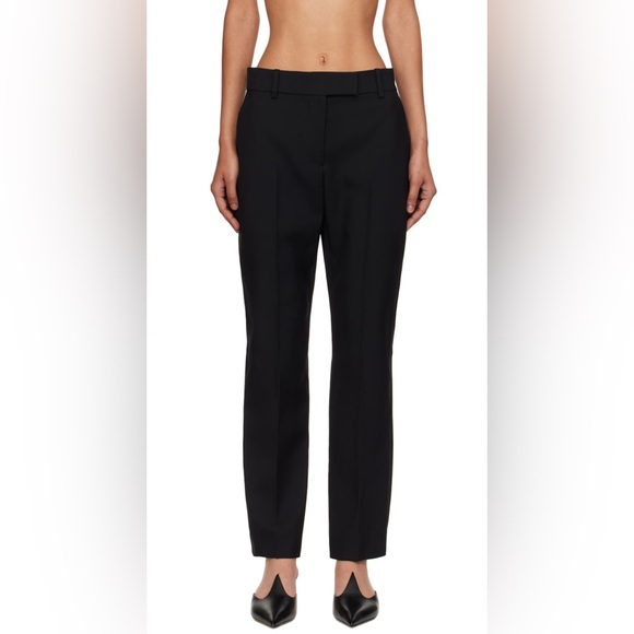 NWT [Alexander McQueen] Kickback Wool Straight Trousers Navy Women’s EU 42/US 28 - Picture 3 of 16